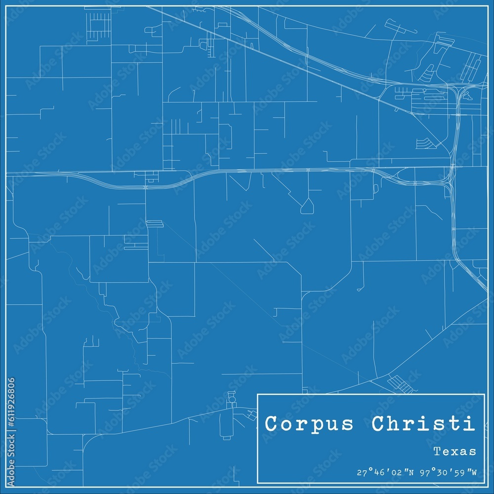 Fototapeta premium Blueprint US city map of Corpus Christi, Texas.