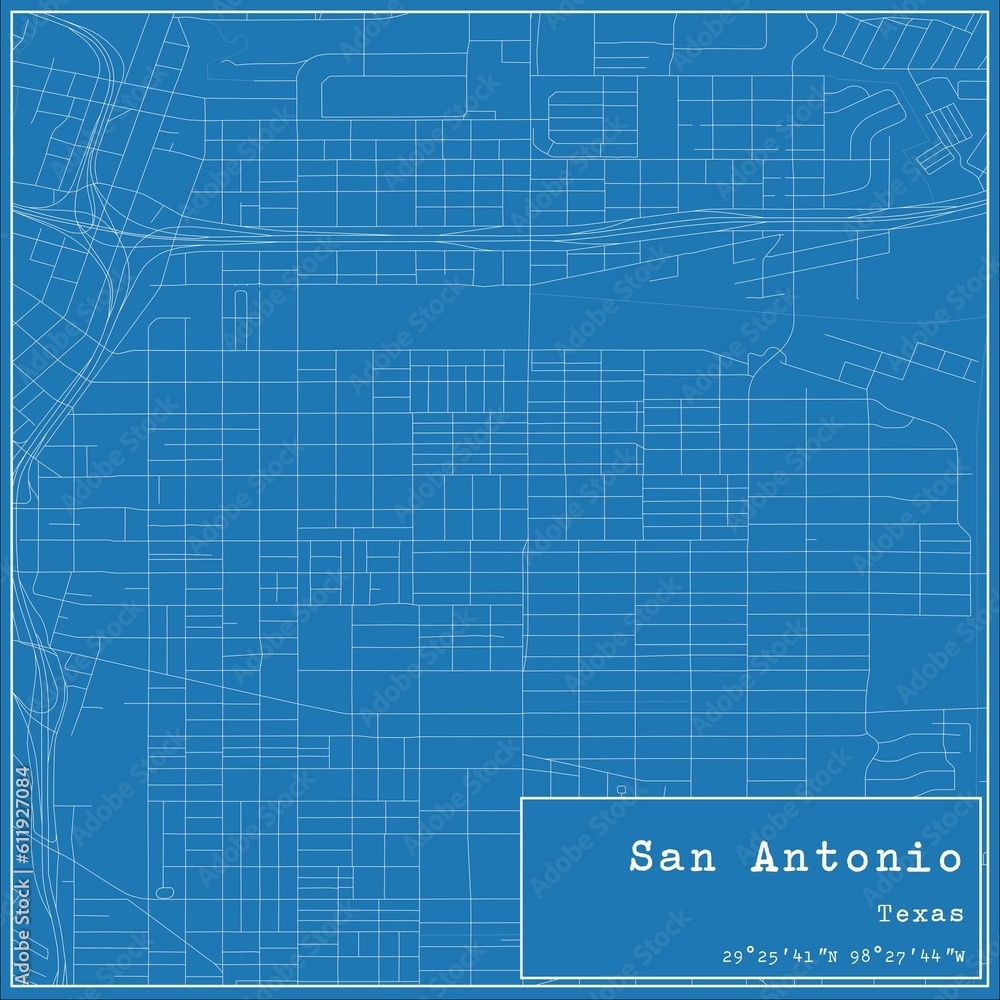 Blueprint US city map of San Antonio, Texas. Blueprint US city map of San Antonio, Texas.
