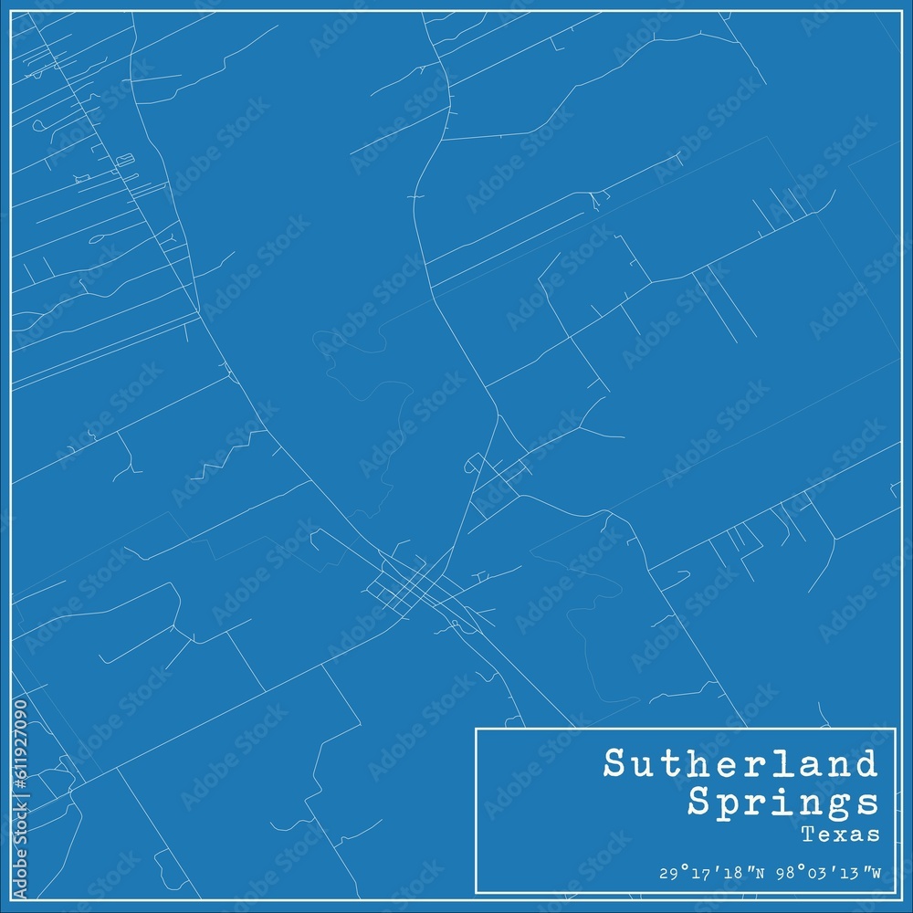 Fototapeta premium Blueprint US city map of Sutherland Springs, Texas.