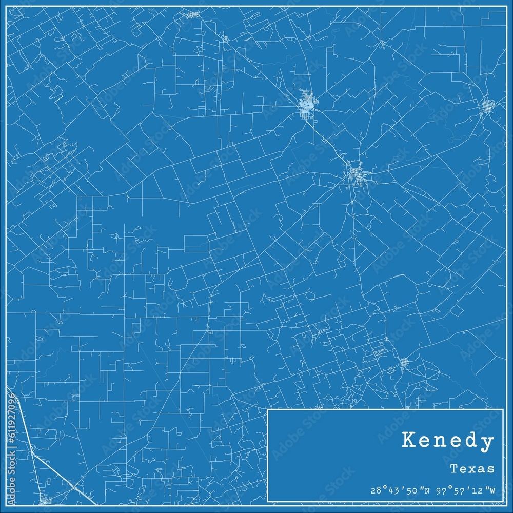Blueprint US city map of Kenedy, Texas. Blueprint US city map of Kenedy, Texas.
