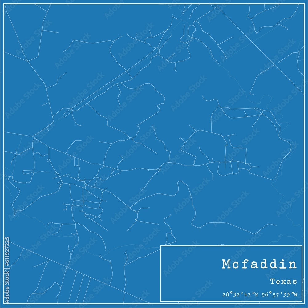 Blueprint US city map of Mcfaddin, Texas.