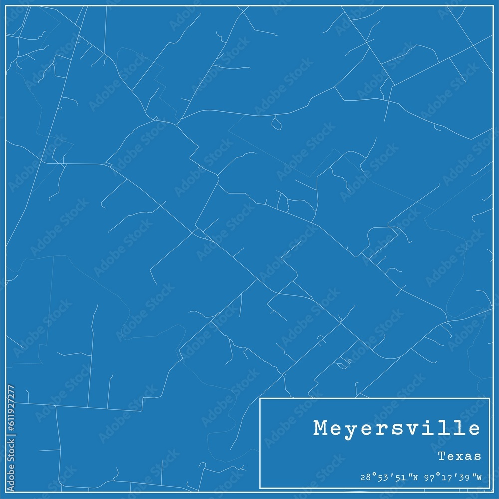 Fototapeta premium Blueprint US city map of Meyersville, Texas.