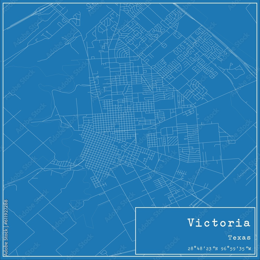 Fototapeta premium Blueprint US city map of Victoria, Texas.