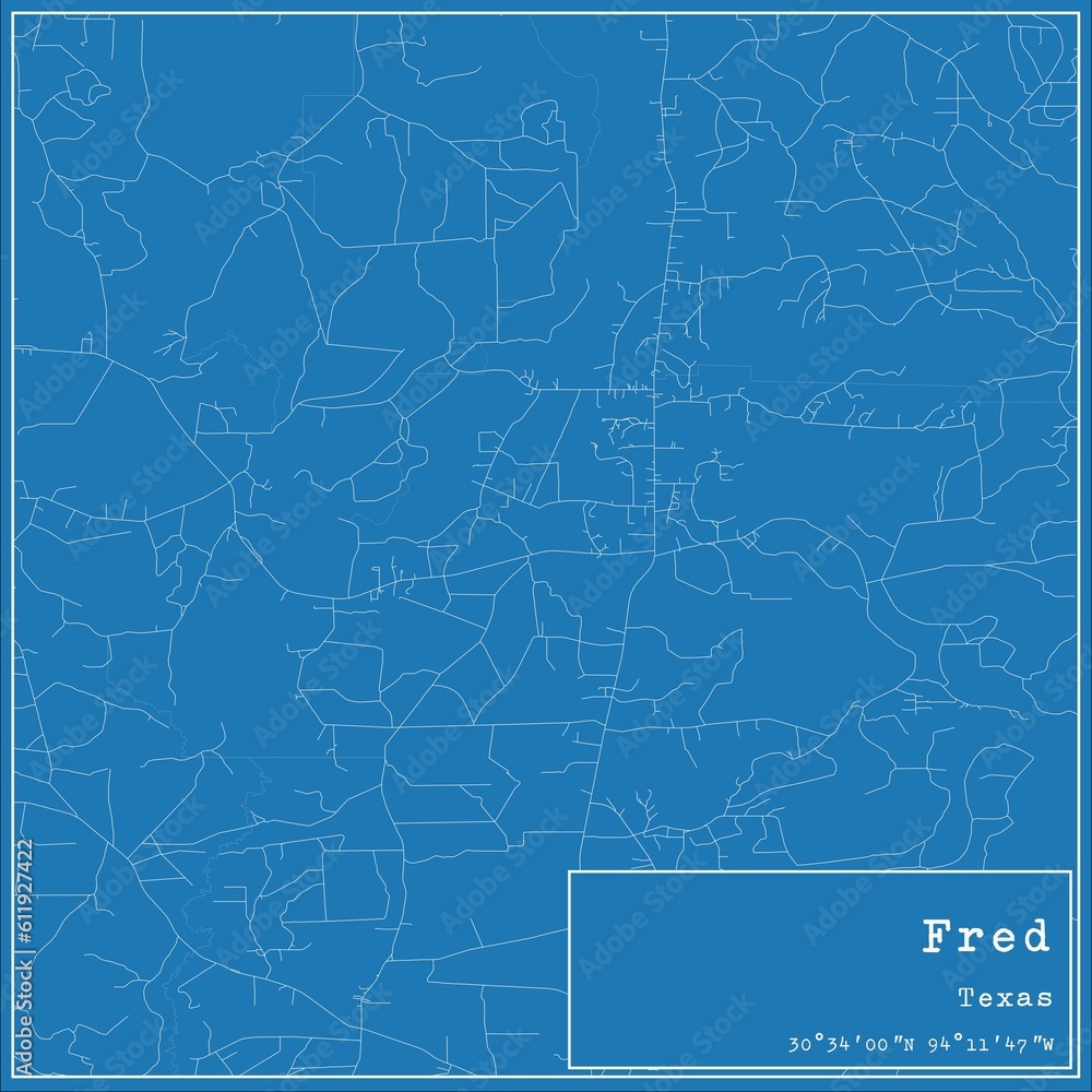 Blueprint US city map of Fred, Texas. Blueprint US city map of Fred, Texas.