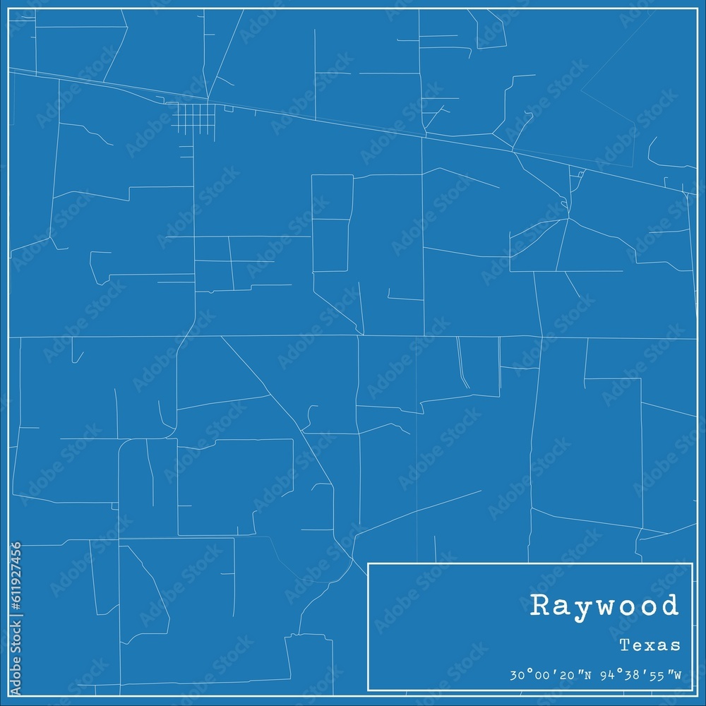 Blueprint US city map of Raywood, Texas. Blueprint US city map of Raywood, Texas.