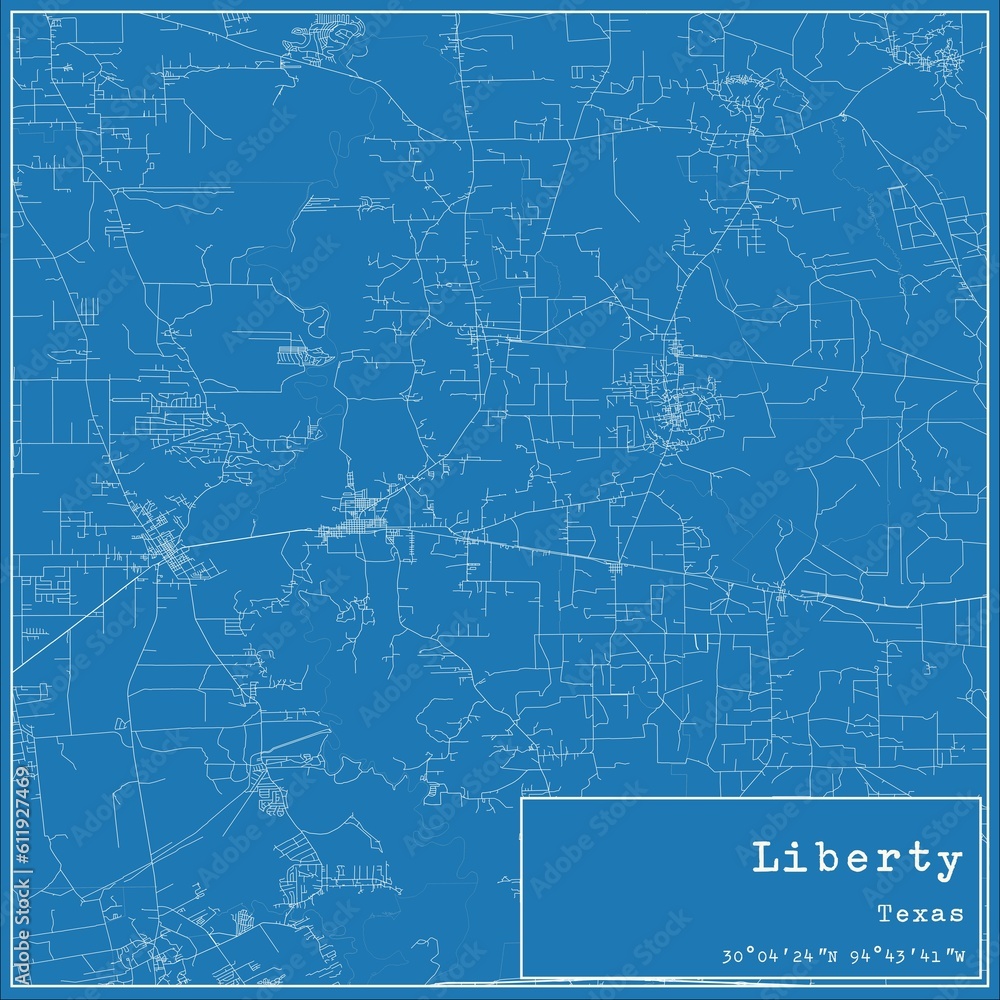 Blueprint US city map of Liberty, Texas. Blueprint US city map of Liberty, Texas.