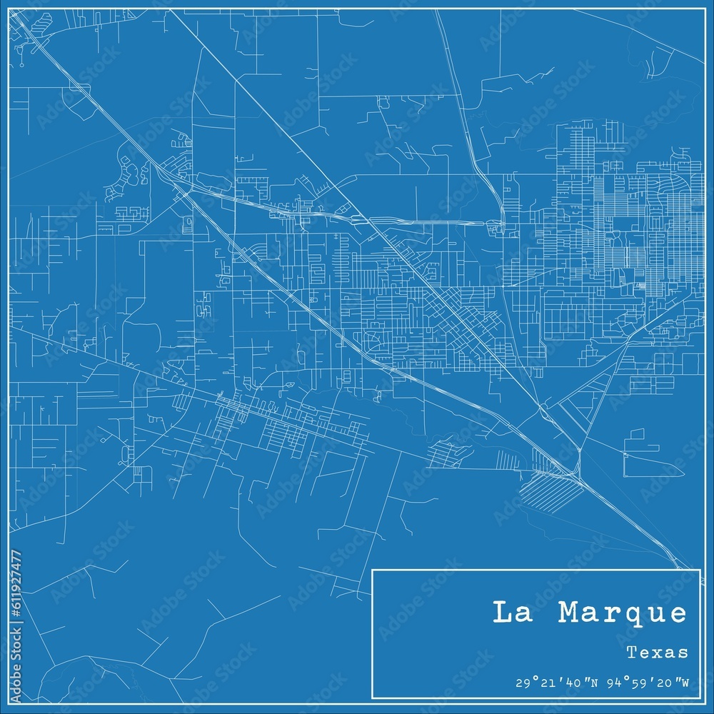 Fototapeta premium Blueprint US city map of La Marque, Texas.