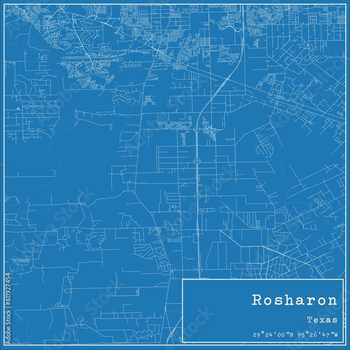Wallpaper Mural Blueprint US city map of Rosharon, Texas. Torontodigital.ca
