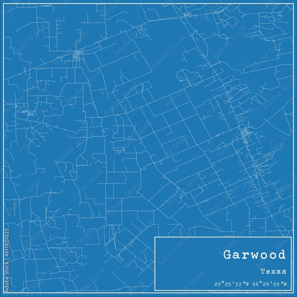 Fototapeta premium Blueprint US city map of Garwood, Texas.