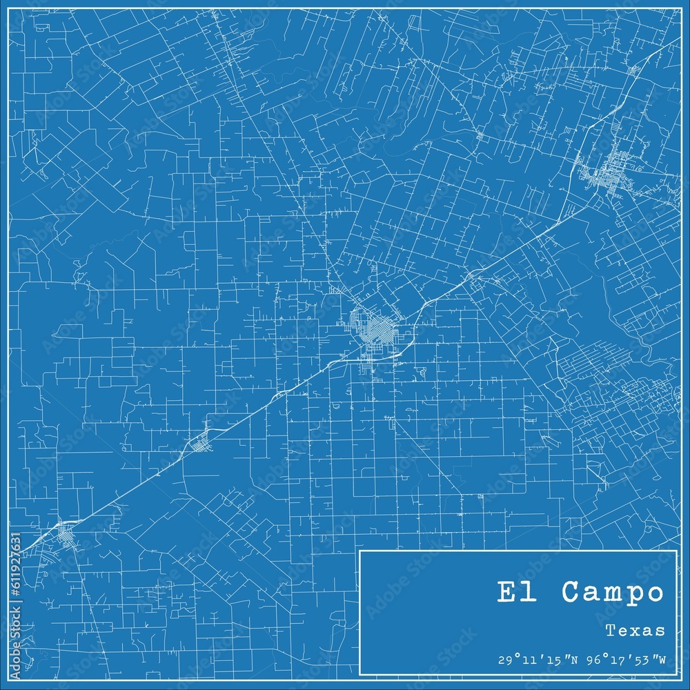 Blueprint US city map of El Campo, Texas. Blueprint US city map of El Campo, Texas.