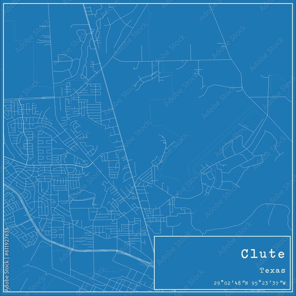 Blueprint US city map of Clute, Texas. Blueprint US city map of Clute, Texas.