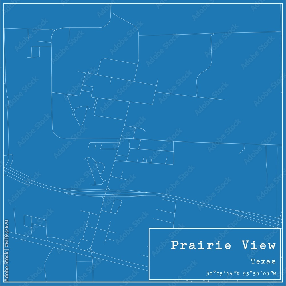Blueprint US city map of Prairie View, Texas. Blueprint US city map of Prairie View, Texas.