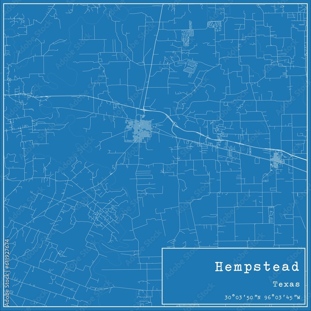 Blueprint US city map of Hempstead, Texas. Blueprint US city map of Hempstead, Texas.