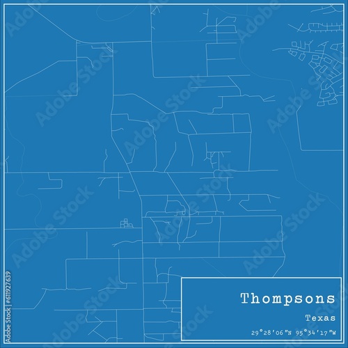 Wallpaper Mural Blueprint US city map of Thompsons, Texas. Torontodigital.ca