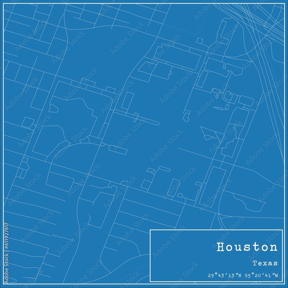 Blueprint US city map of Houston, Texas. Blueprint US city map of Houston, Texas.