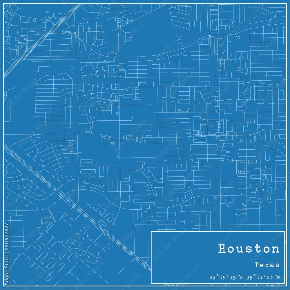 Blueprint US city map of Houston, Texas. Blueprint US city map of Houston, Texas.