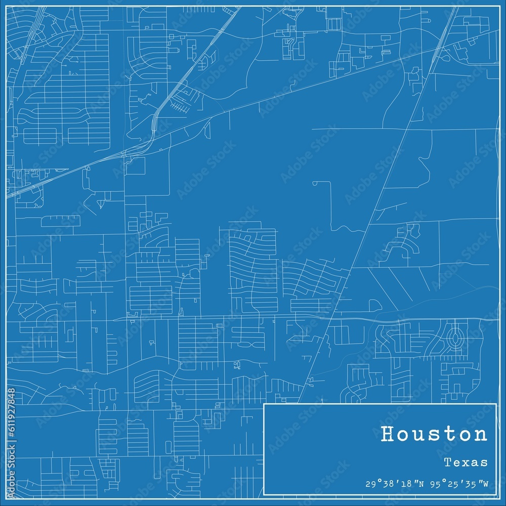 Blueprint US city map of Houston, Texas. Blueprint US city map of Houston, Texas.