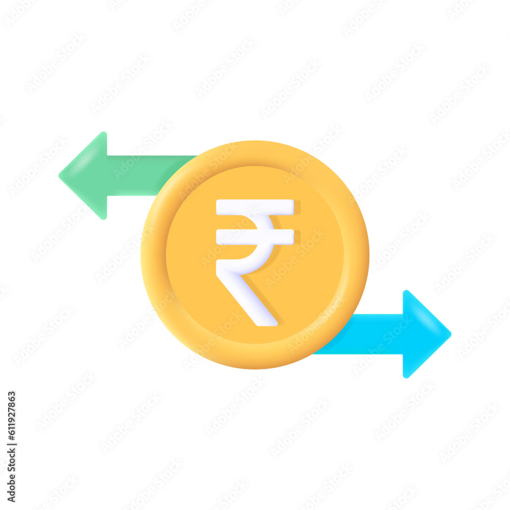 Vector indian rupee currency transaction sign 3d vector icon high quality and fully scalable Vector indian rupee currency transaction sign 3d vector icon high quality and fully scalable