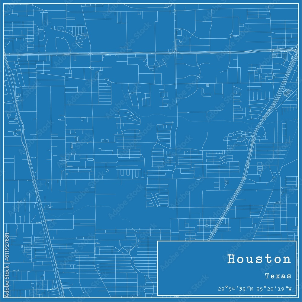 Blueprint US city map of Houston, Texas. Blueprint US city map of Houston, Texas.