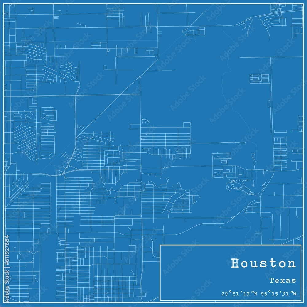 Blueprint US city map of Houston, Texas. Blueprint US city map of Houston, Texas.