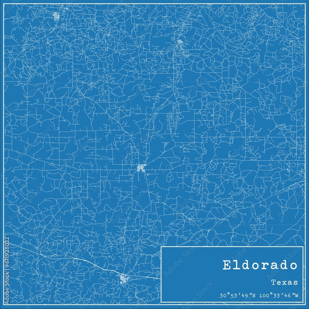 Blueprint US city map of Eldorado, Texas. Blueprint US city map of Eldorado, Texas.