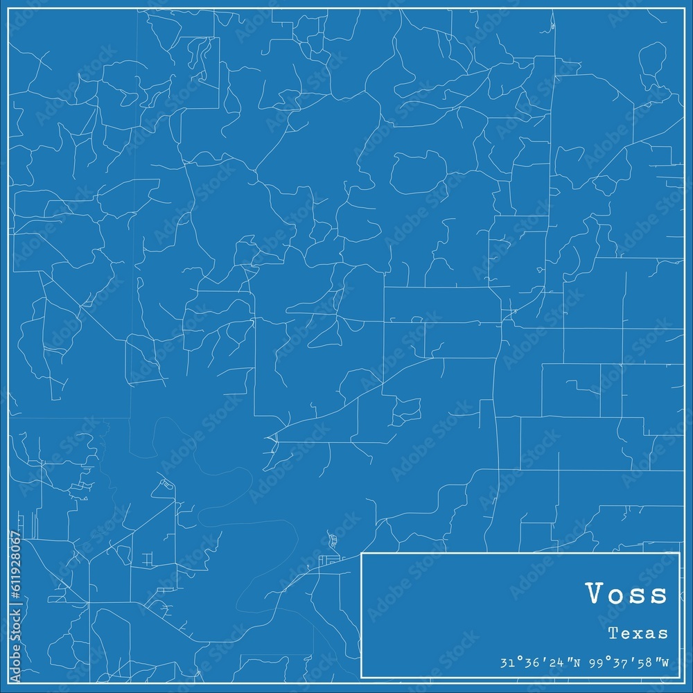 Blueprint US city map of Voss, Texas. Blueprint US city map of Voss, Texas.