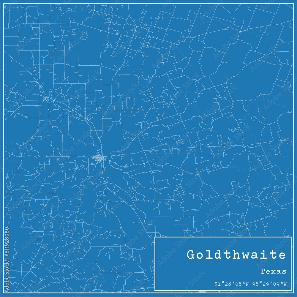 Obraz premium Blueprint US city map of Goldthwaite, Texas.