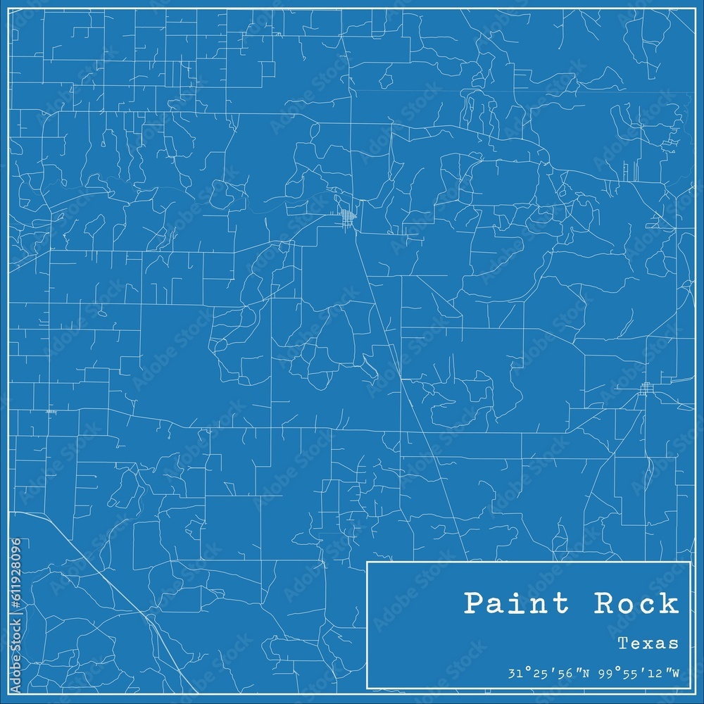 Blueprint US city map of Paint Rock, Texas. Blueprint US city map of Paint Rock, Texas.