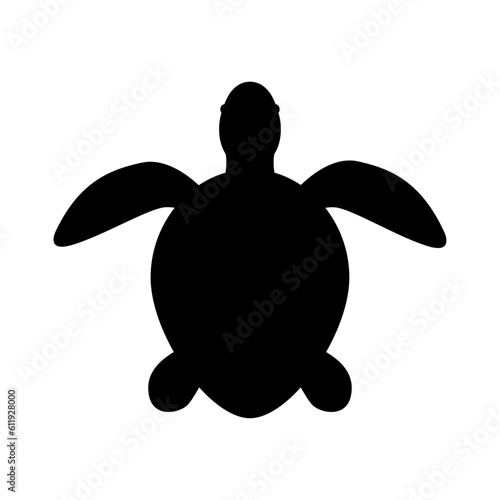 Icono vida marina. Silueta aislada de tortuga marina