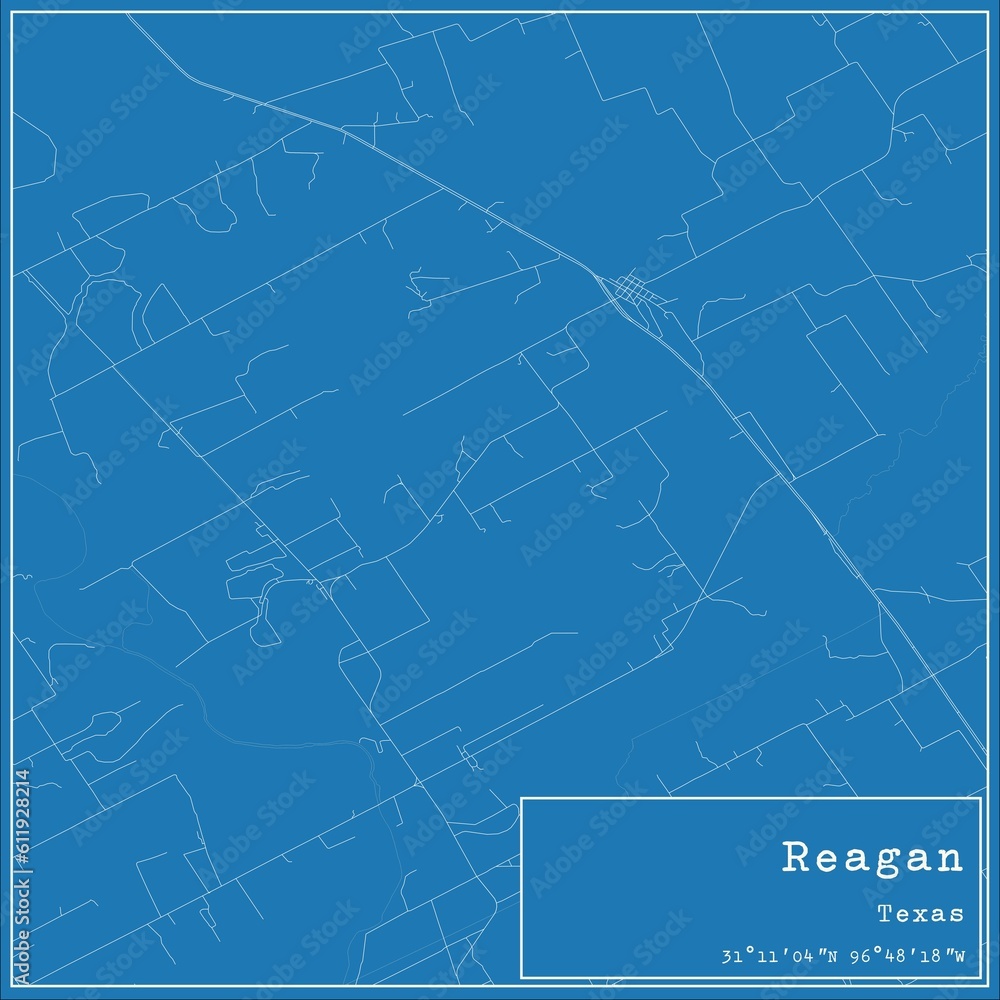 Fototapeta premium Blueprint US city map of Reagan, Texas.