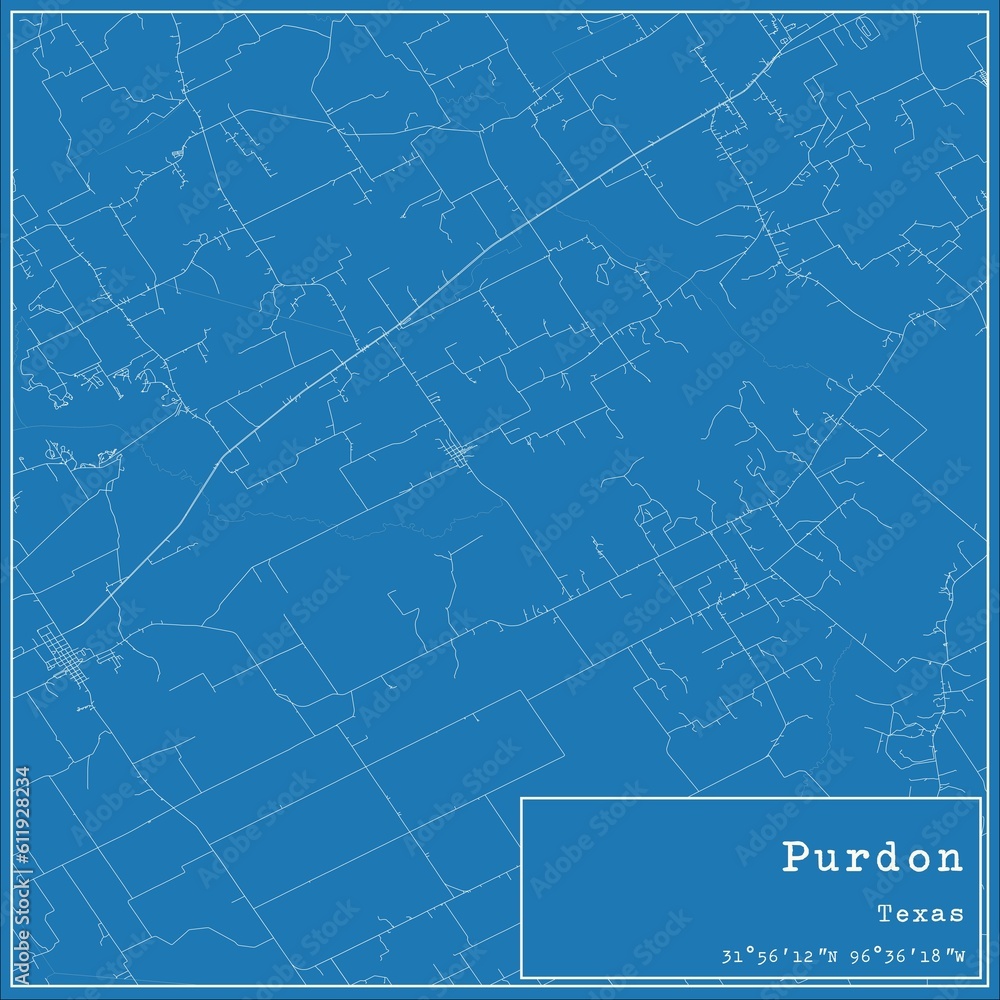 Blueprint US city map of Purdon, Texas. Blueprint US city map of Purdon, Texas.