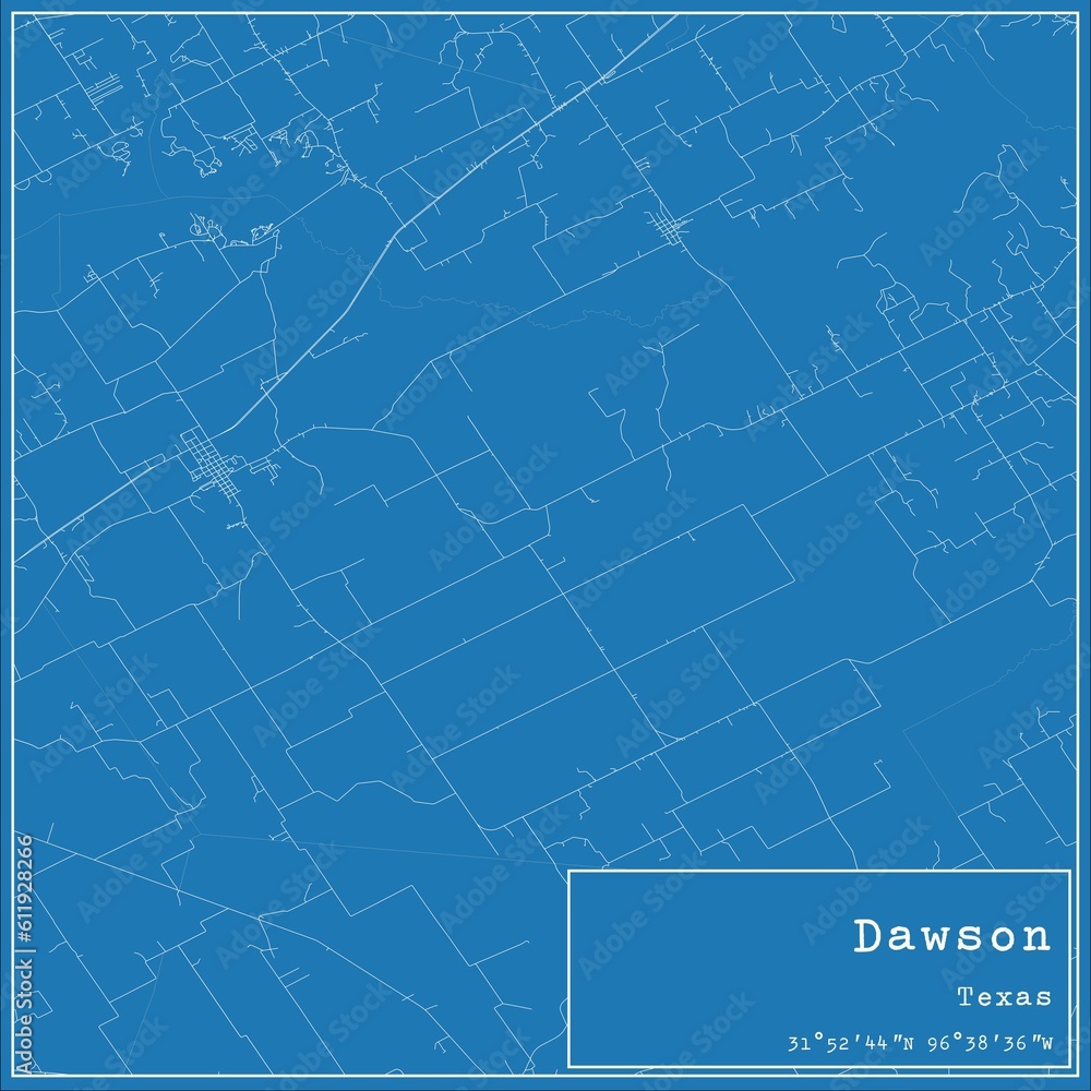 Blueprint US city map of Dawson, Texas. Blueprint US city map of Dawson, Texas.