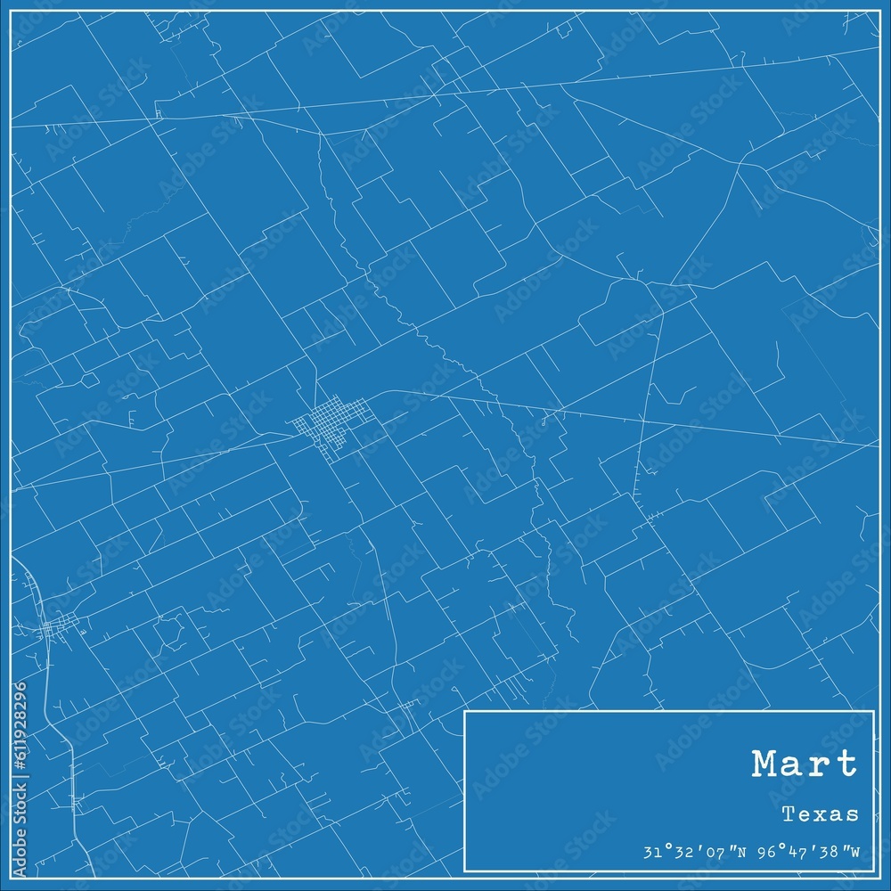 Blueprint US city map of Mart, Texas. Blueprint US city map of Mart, Texas.
