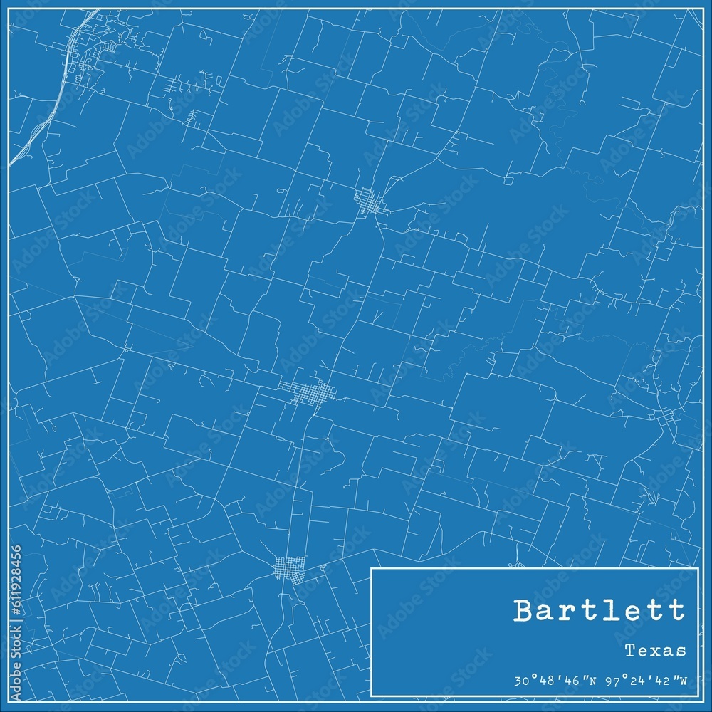 Blueprint US city map of Bartlett, Texas. Blueprint US city map of Bartlett, Texas.