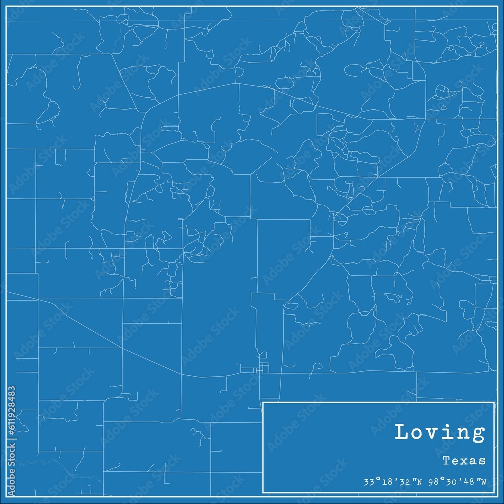 Blueprint US city map of Loving, Texas. Blueprint US city map of Loving, Texas.