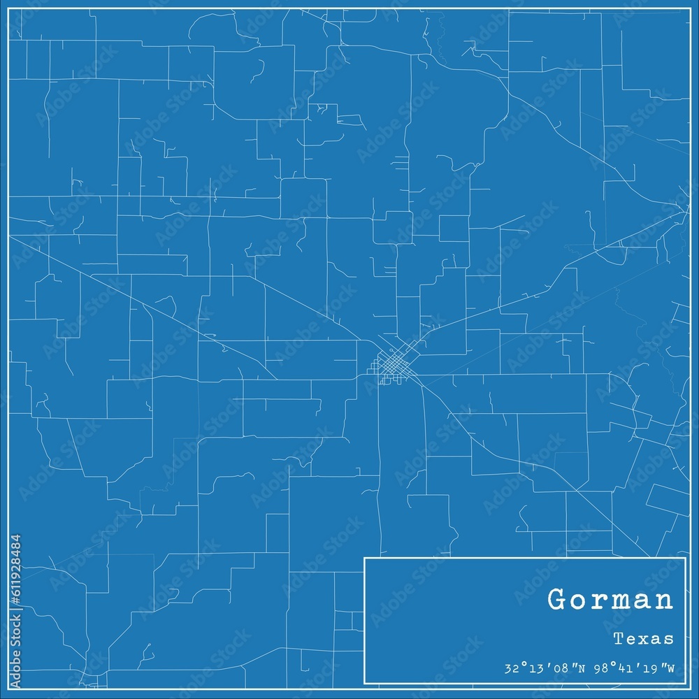 Fototapeta premium Blueprint US city map of Gorman, Texas.