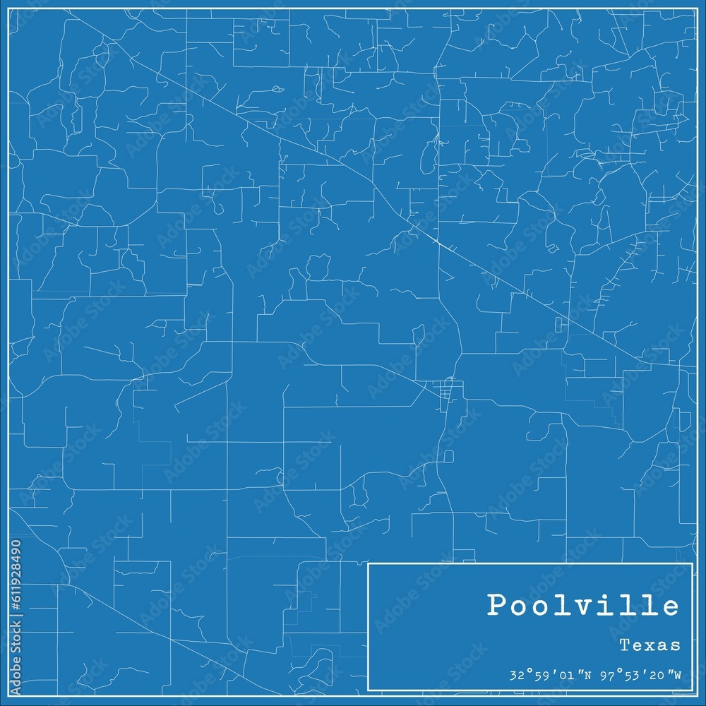 Blueprint US city map of Poolville, Texas. Blueprint US city map of Poolville, Texas.