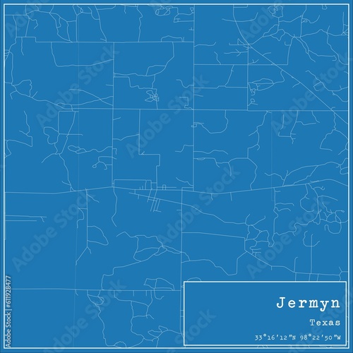 Blueprint US city map of Jermyn, Texas. photo