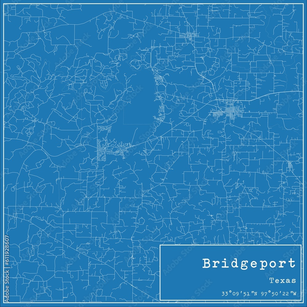 Blueprint US city map of Bridgeport, Texas. Blueprint US city map of Bridgeport, Texas.