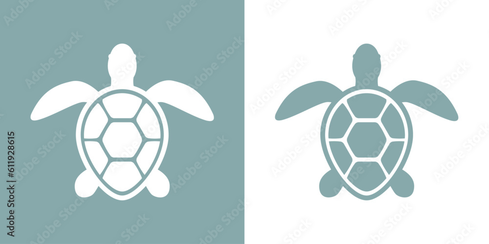 Obraz premium Icono vida marina. Silueta aislada de tortuga marina