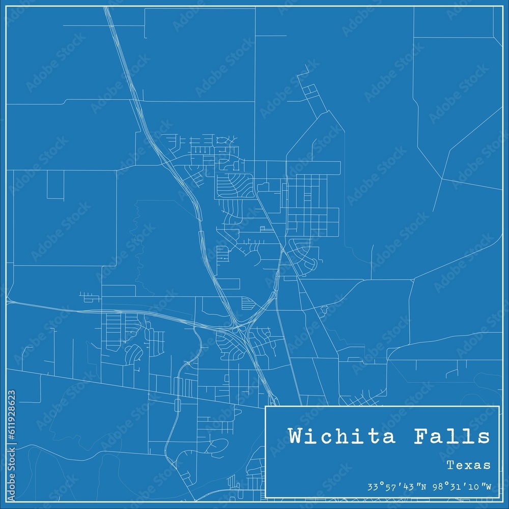 Fototapeta premium Blueprint US city map of Wichita Falls, Texas.