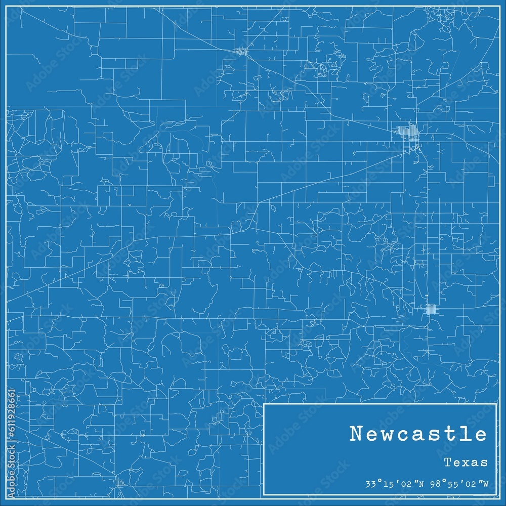 Blueprint US city map of Newcastle, Texas. Blueprint US city map of Newcastle, Texas.