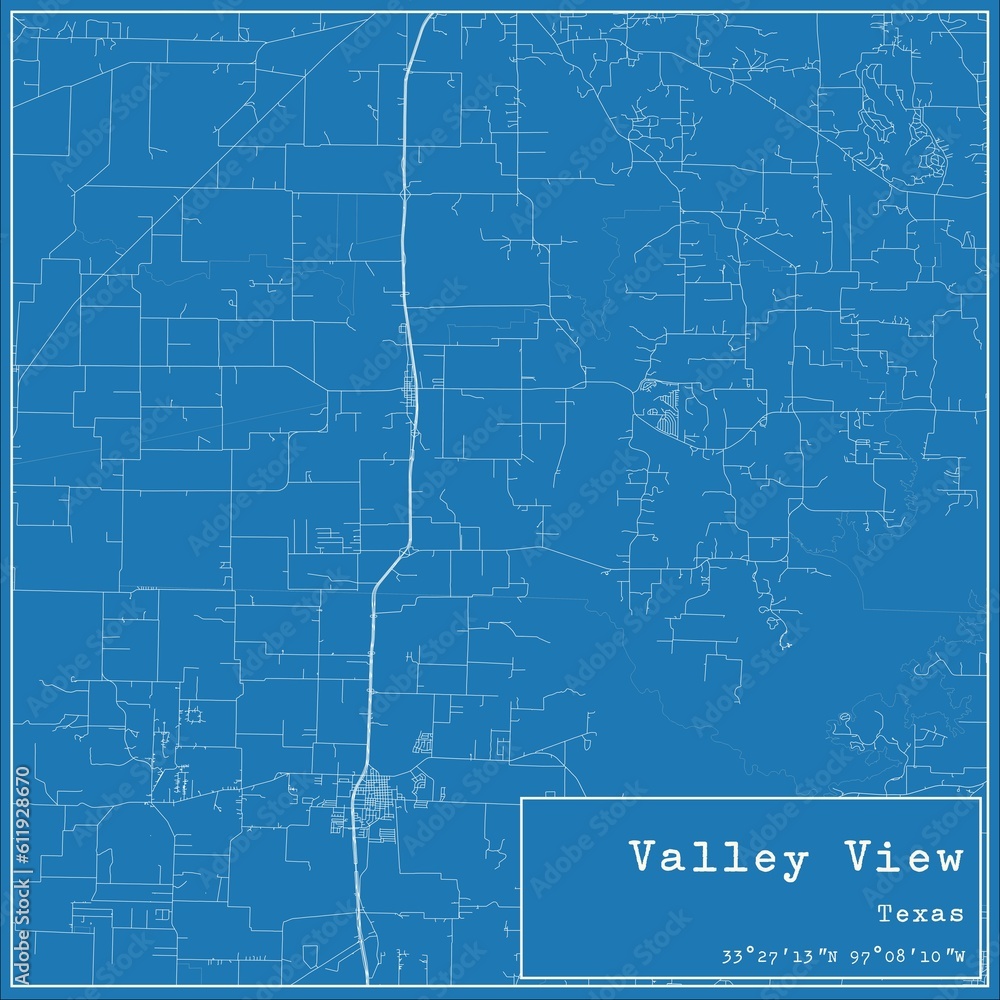 Blueprint US city map of Valley View, Texas. Blueprint US city map of Valley View, Texas.