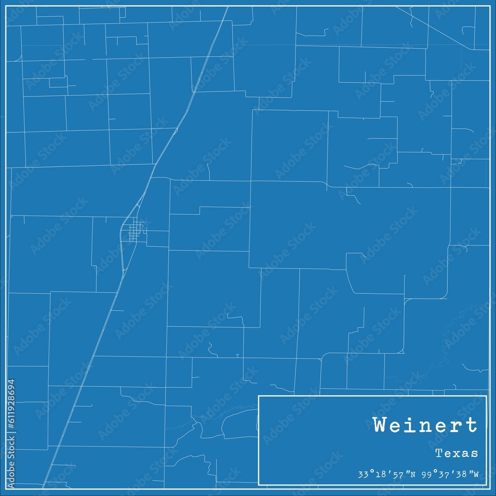 Fototapeta premium Blueprint US city map of Weinert, Texas.