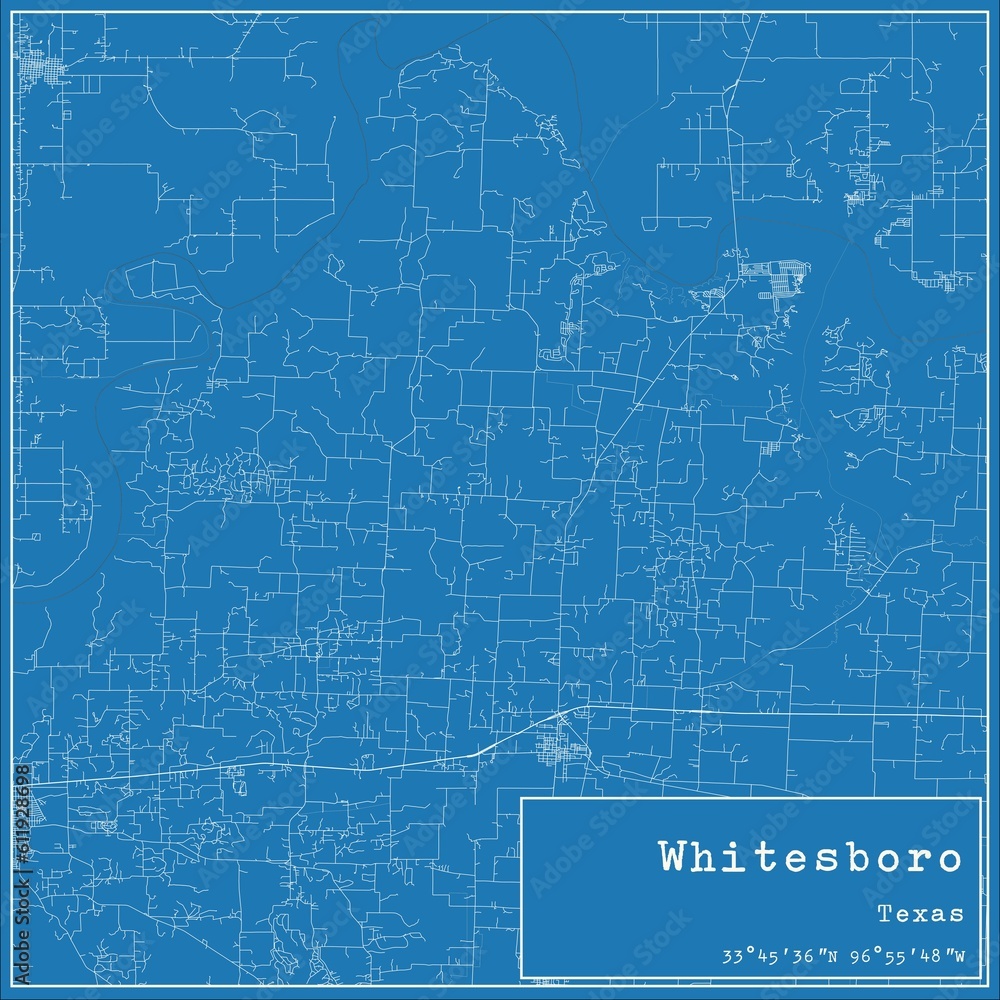 Blueprint US city map of Whitesboro, Texas. Blueprint US city map of Whitesboro, Texas.