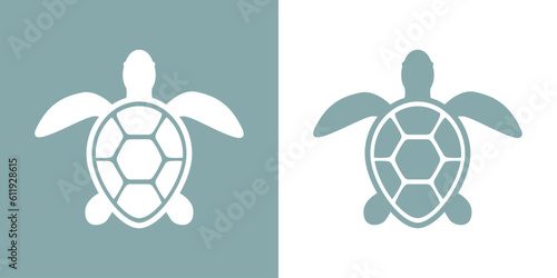 Icono vida marina. Silueta aislada de tortuga marina