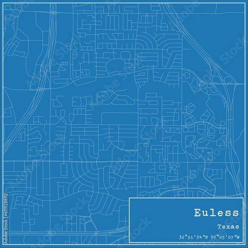 Wallpaper Mural Blueprint US city map of Euless, Texas. Torontodigital.ca
