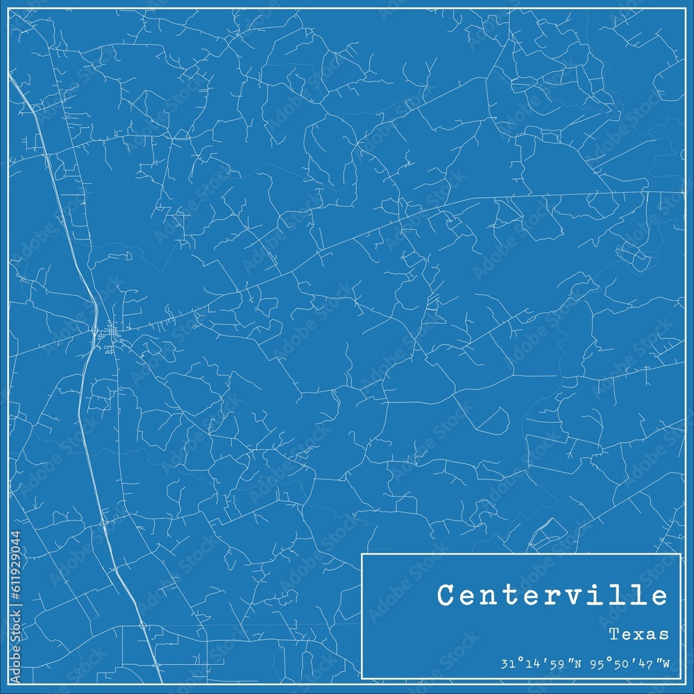 Blueprint US city map of Centerville, Texas. Blueprint US city map of Centerville, Texas.