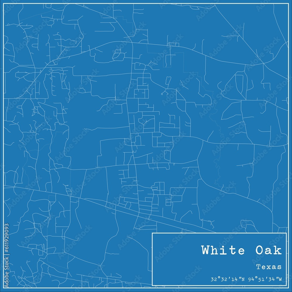 Obraz premium Blueprint US city map of White Oak, Texas.