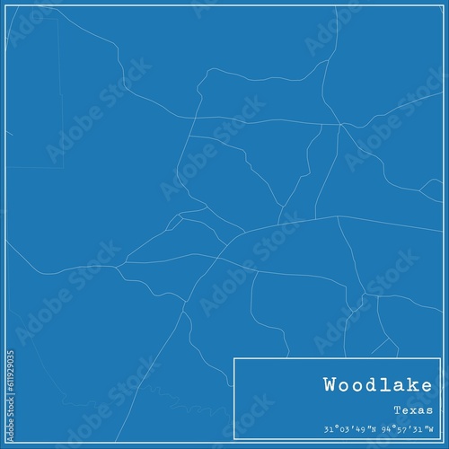 Blueprint US city map of Woodlake, Texas. photo